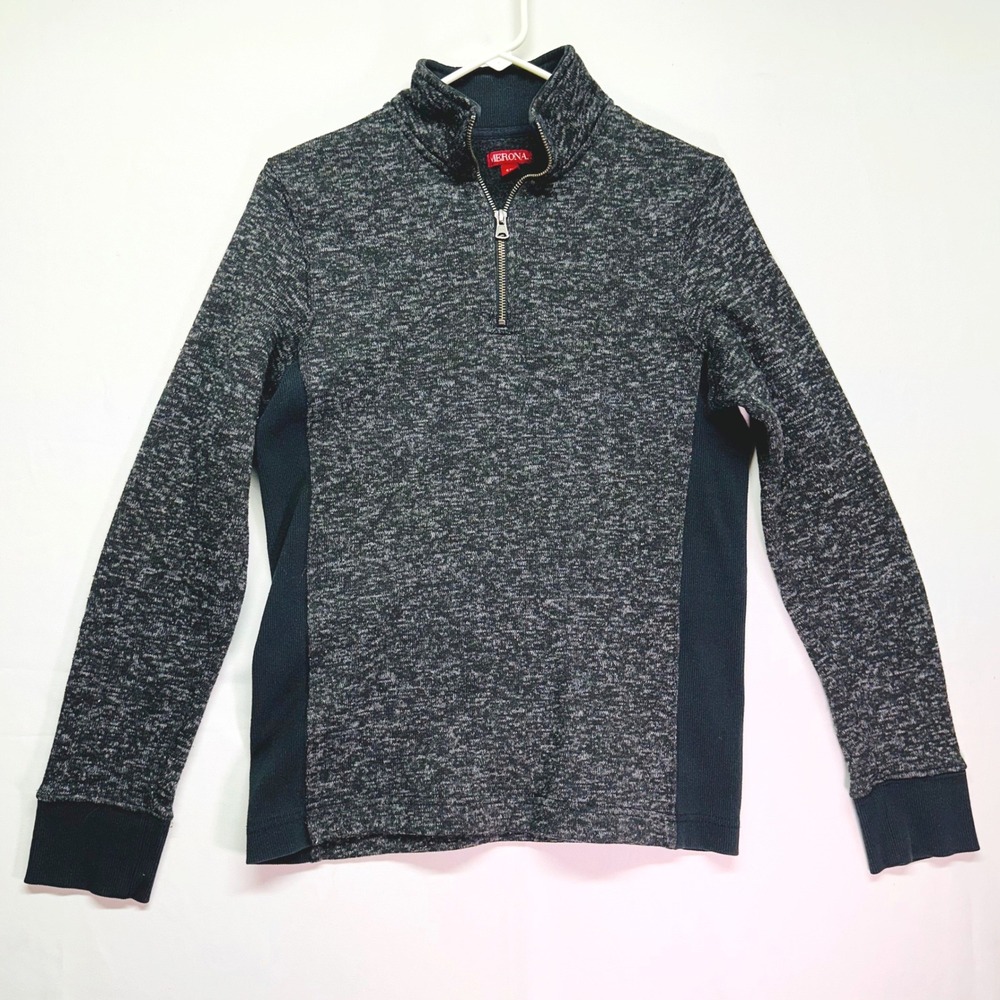 Merona Kids Youth Charcoal Grey‎ Marled Quarter Zip Pullover Sweater Mock Neck S
